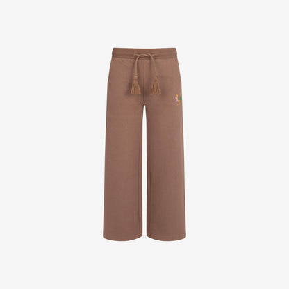 Spodnie dresowe dla dziewczynki, z podkową, brązowe 9-13 lat