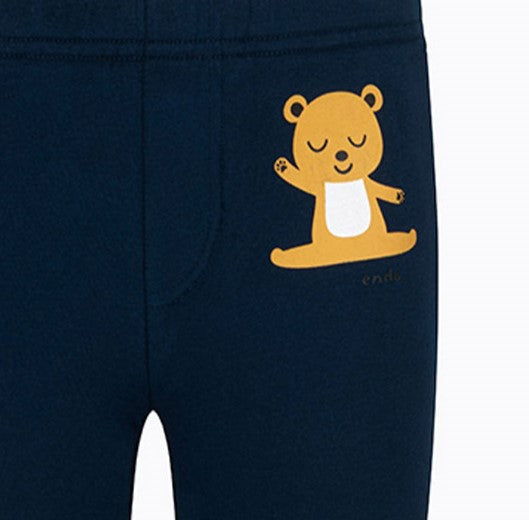 Legginsy flare dla dziewczynki, z misiem, granatowe 9-13 lat