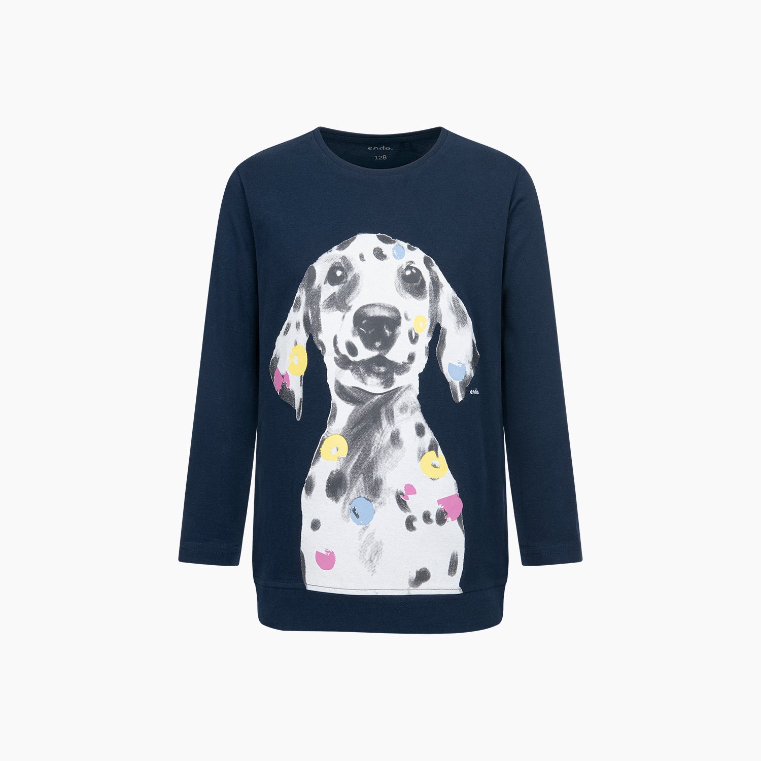 Tunika z długim rękawem dla dziewczynki, z dalmatyńczykiem, granatowa 3-8 lat