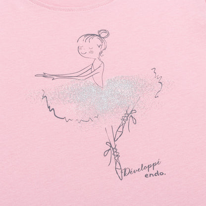 Tunika z długim rękawem dla dziewczynki, z baletnicą, różowa 3-8 lat