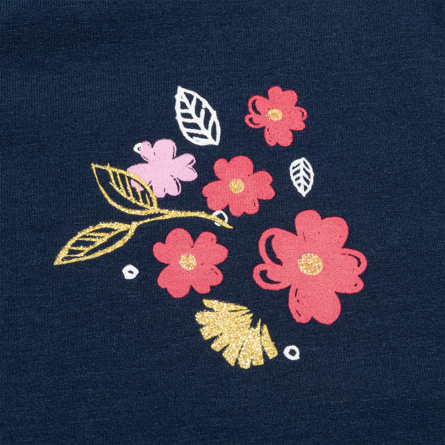 Tunika z długim rękawem dla dziewczynki, z kwiatkami, granatowa 9-13 lat