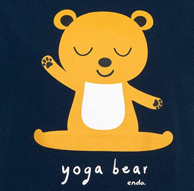 Tunika z krótkim rękawem dla dziewczynki, z motywem yogi, granatowy 9-13 lat