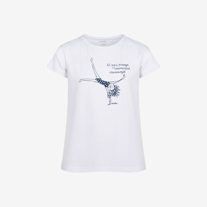 PE outfit for girls, "inner balance helps in life", white, 5-8 years old
