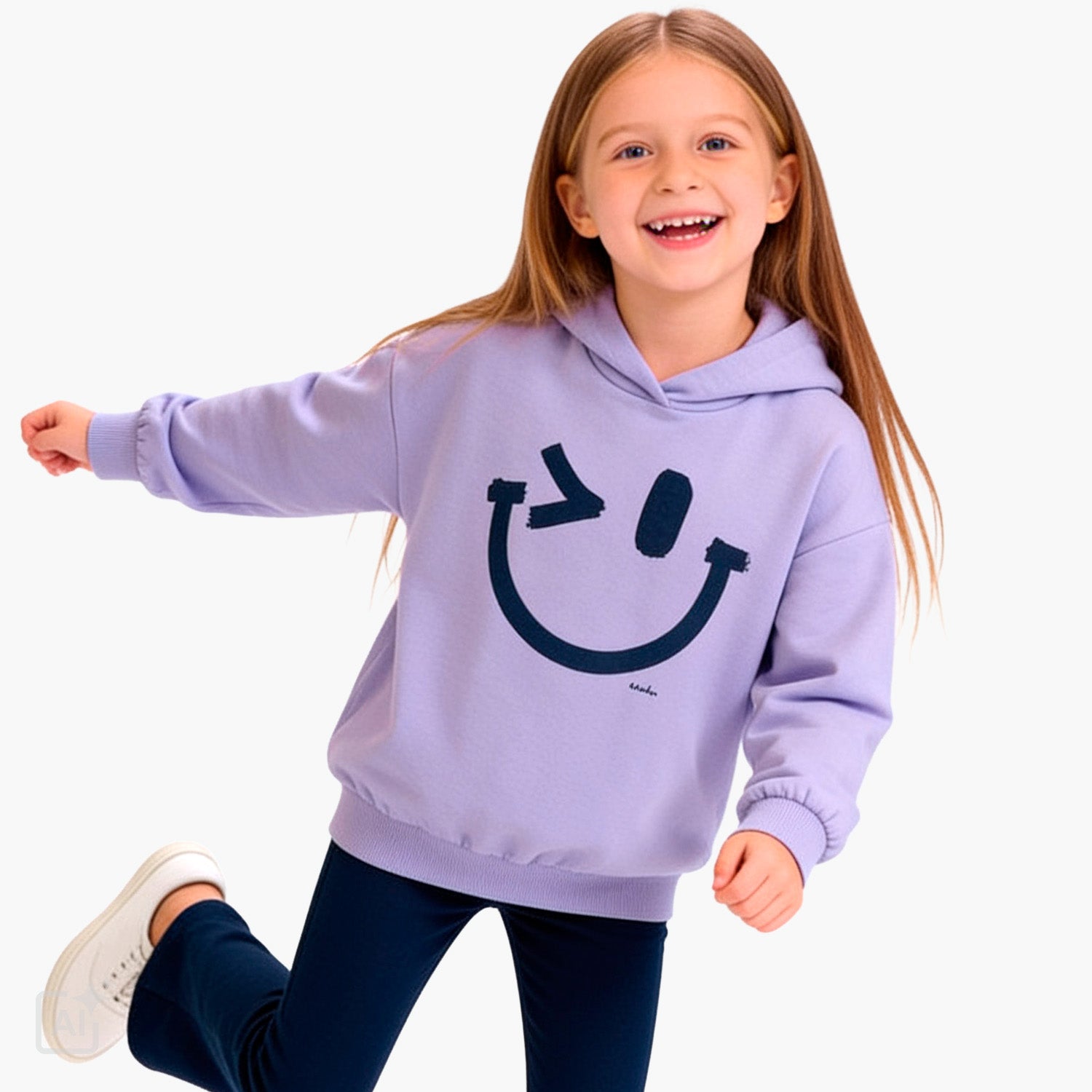 Bluza z kapturem dla dziewczynki 3-8 lat, fioletowa z bużką