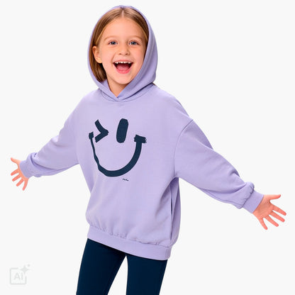 Bluza z kapturem dla dziewczynki 3-8 lat, fioletowa z bużką