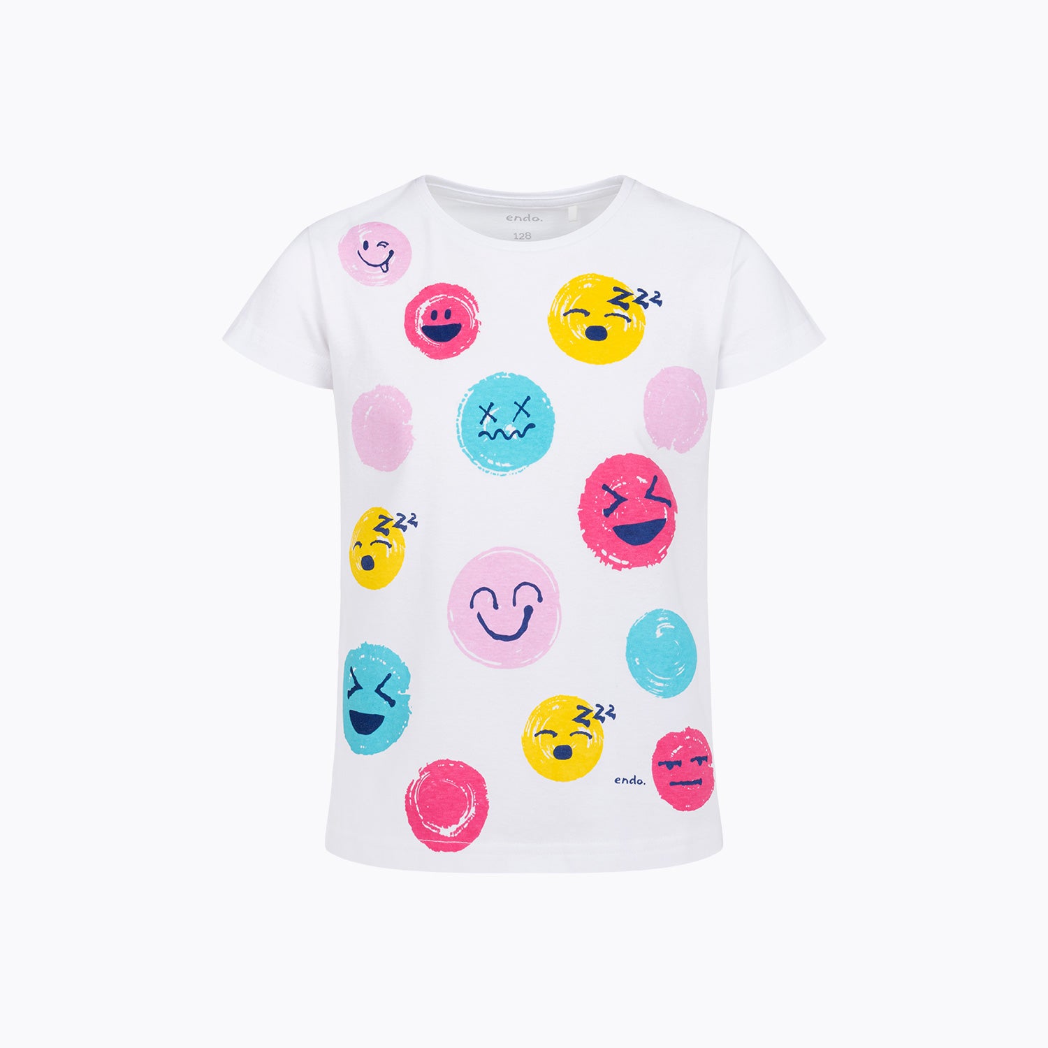 T-shirt z krótkim rękawem dla dziewczynki 3-8 lat, biały w kropki