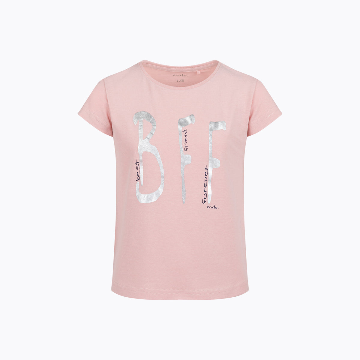 T-shirt z krótkim rękawem dla dziewczynki 3-8 lat, różowy z napisem BFF