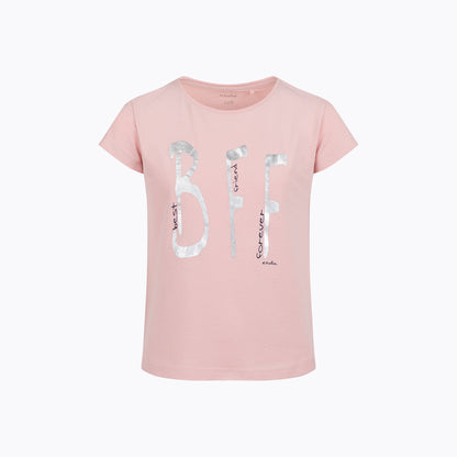 T-shirt z krótkim rękawem dla dziewczynki 3-8 lat, różowy z napisem BFF