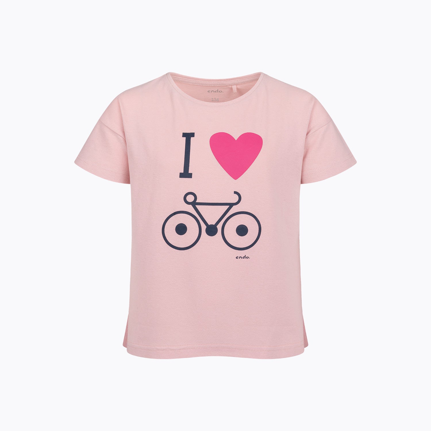T-shirt z krótkim rękawem dla dziewczynki 9-13 lat, różowy z motywem rowerowym