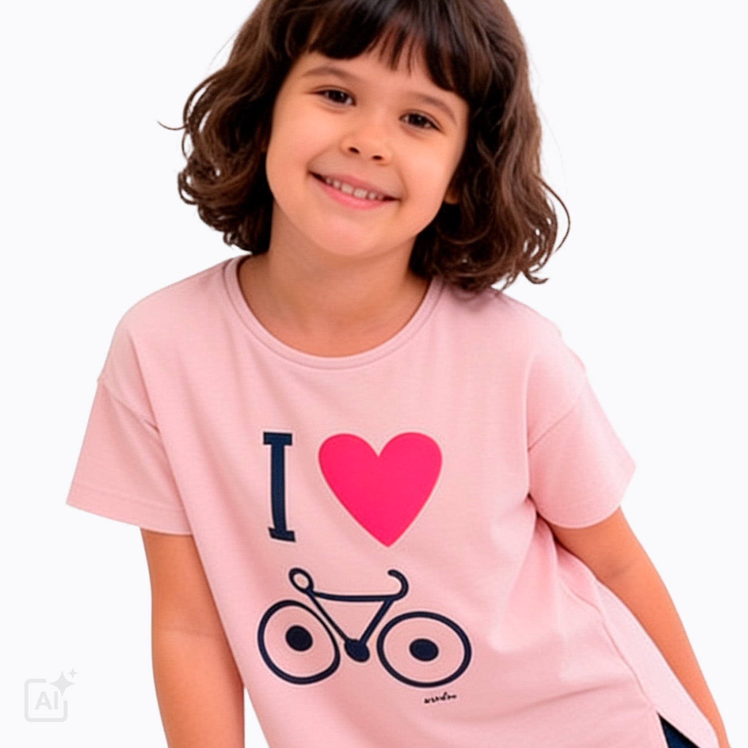T-shirt z krótkim rękawem dla dziewczynki 9-13 lat, różowy z motywem rowerowym