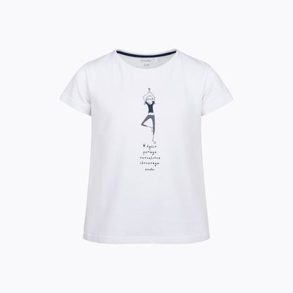 Strój na WF dla dziewczynki 9-13 lat, biały z jogą