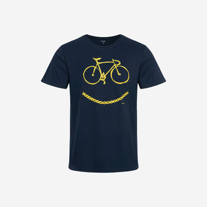 Męski t-shirt z krótkim rękawem, z rowerem, granatowy