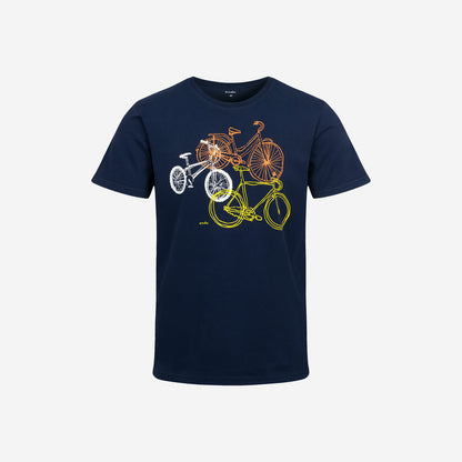 Męski t-shirt z krótkim rękawem, z rowerami, granatowy