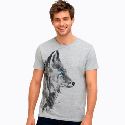 Men's short-sleeved wolf t-shirt, gray