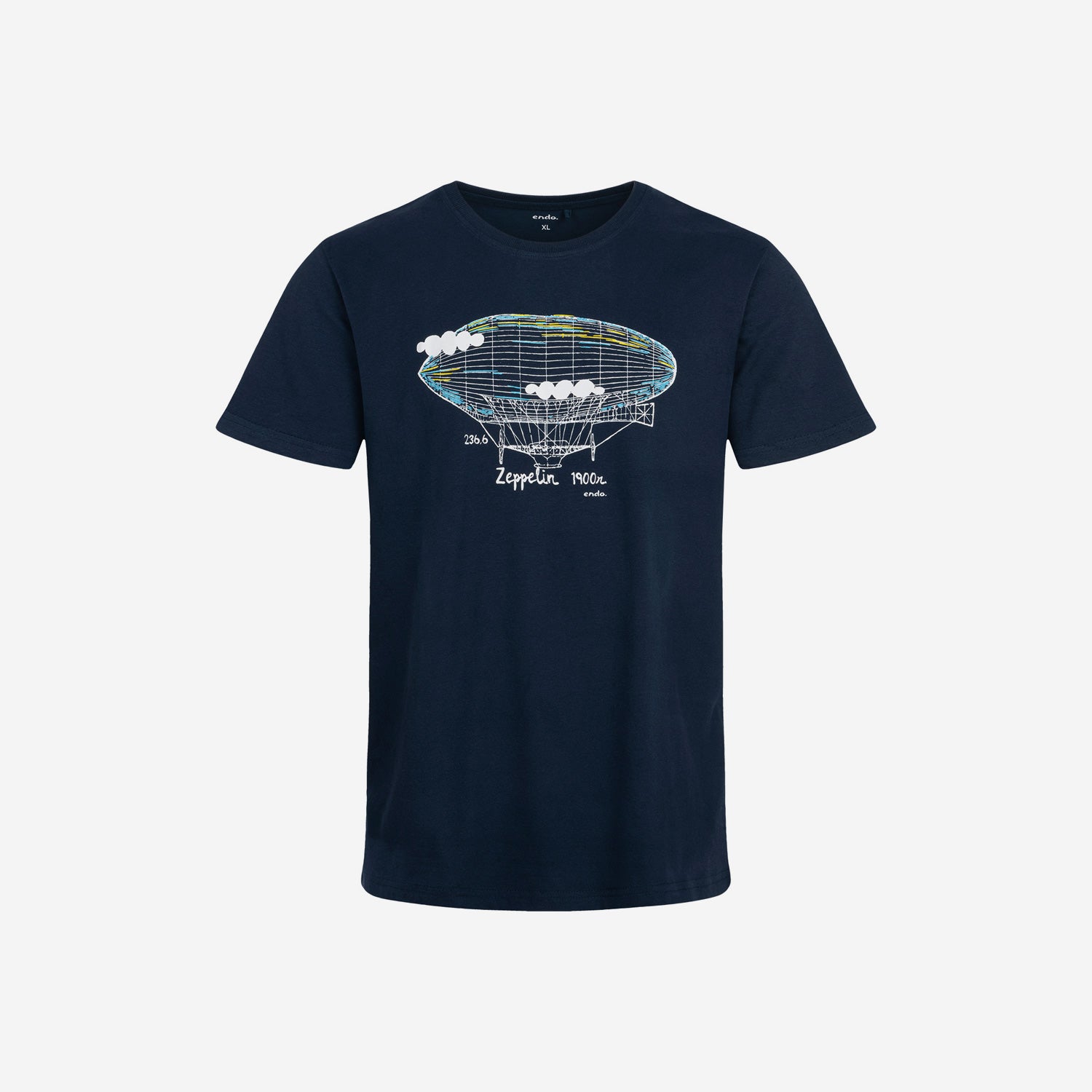 Męski t-shirt z krótkim rękawem, z zeppelinem, granatowy