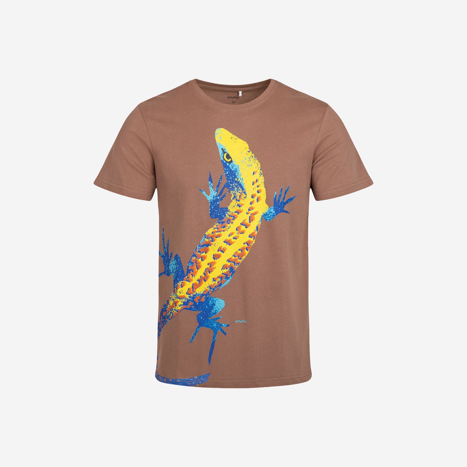 Męski t-shirt z krótkim rękawem, z jaszczurką, brązowy