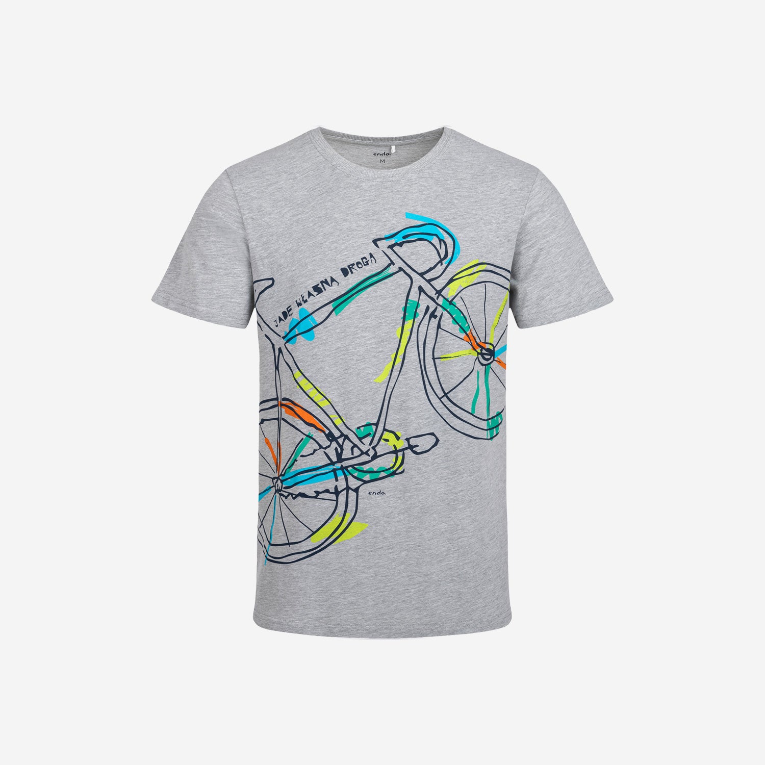 Męski t-shirt z krótkim rękawem, z motywem rowerowym, szary
