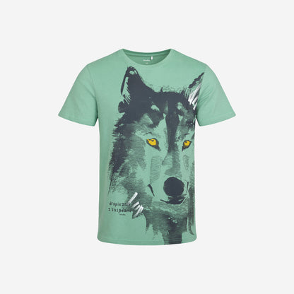 Men's short-sleeved t-shirt with a wolf and the inscription "predator with principles"
