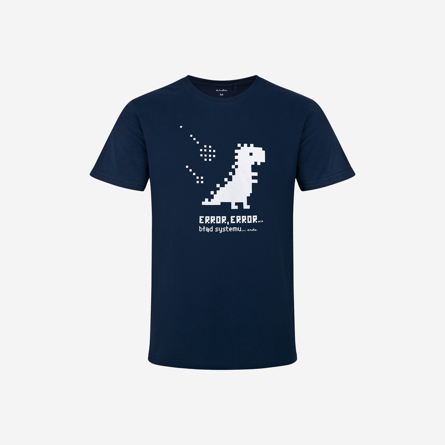 Męski t-shirt z krótkim rękawem, z motywem dinozaura, granatowy