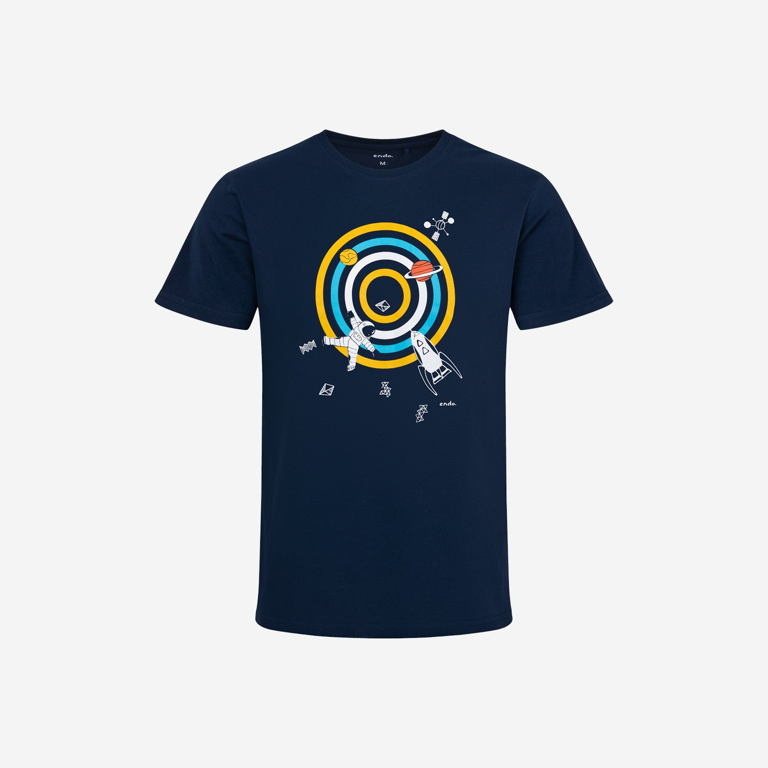 Męski t-shirt z krótkim rękawem, z motywem kosmosu, granatowy