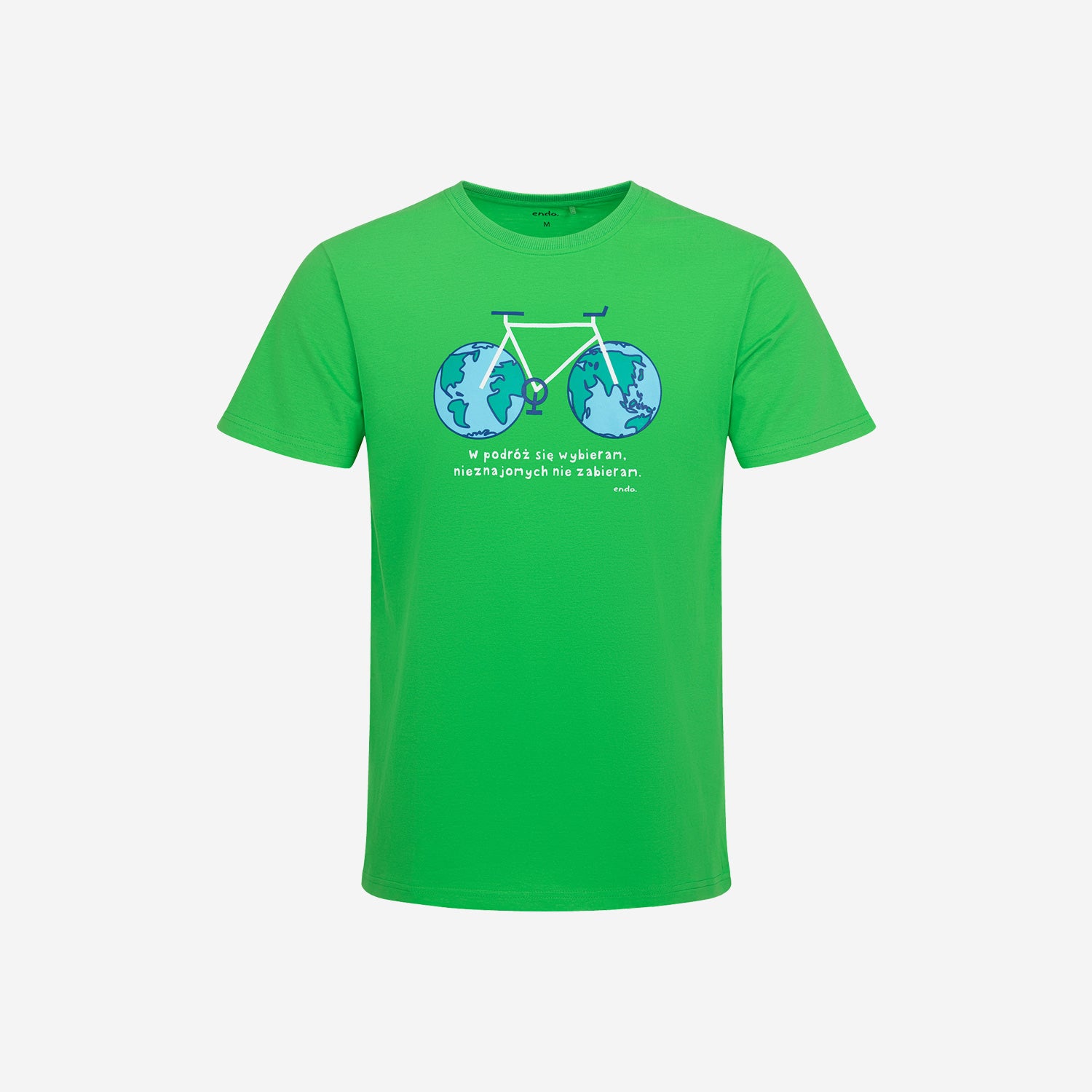 Męski t-shirt z krótkim rękawem, z motywem rowerowym, zielony