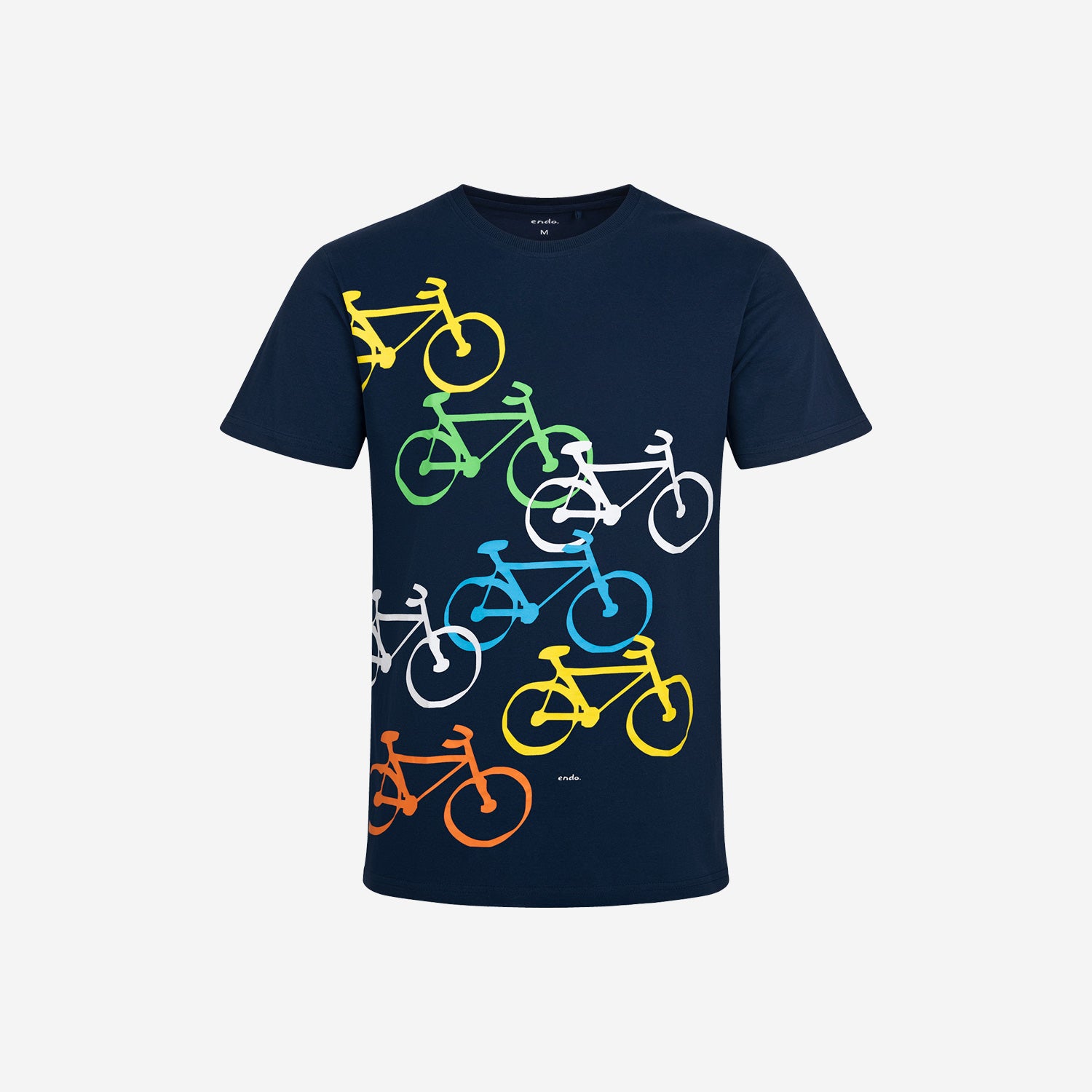 Męski t-shirt z krótkim rękawem, z motywem rowerowym, granatowy