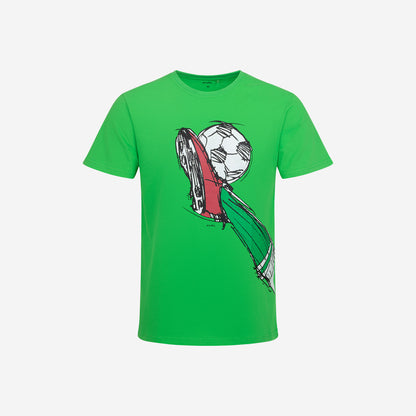 Męski t-shirt z krótkim rękawem, z motywem piłkarskim, zielony