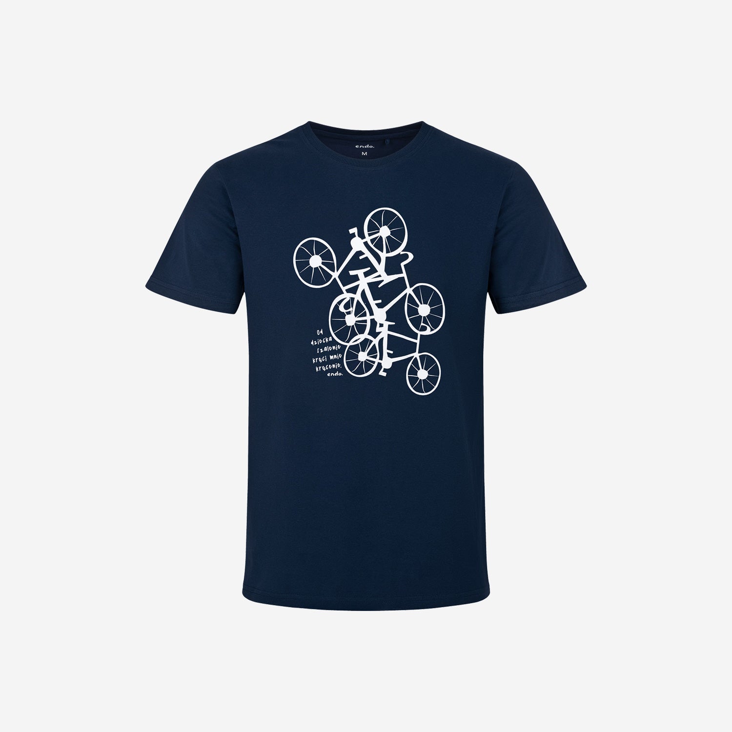 Męski t-shirt z krótkim rękawem, z rowerami, granatowy
