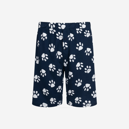 Men's short pajamas with a wolf, navy blue