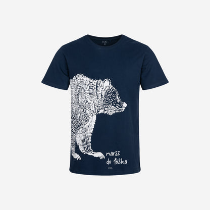 Men's short pajamas with a bear, navy blue