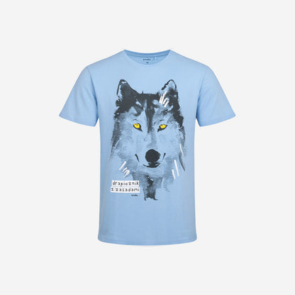 Men's short-sleeved wolf pajama, blue