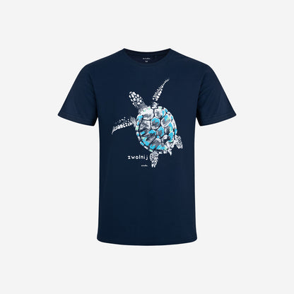 Men's Short Sleeve Turtle Pajama Set, Navy Blue