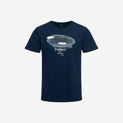 Men's short pajamas with Zeppelin, navy blue