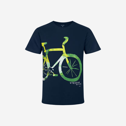 Men's short-sleeved t-shirt with a bicycle, navy blue