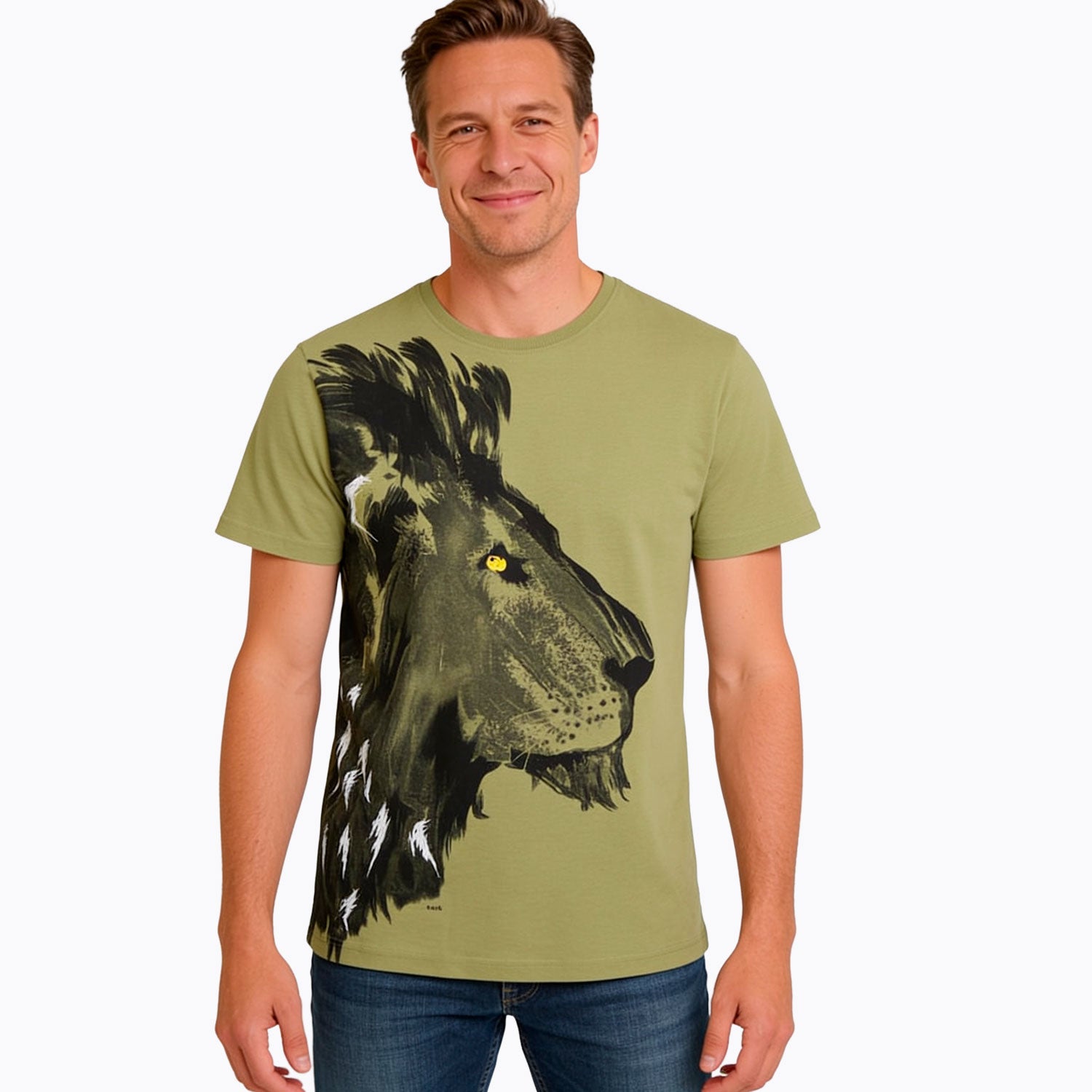 Męski T-shirt jasnozielony "lew"