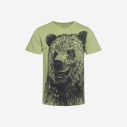 Męski t-shirt z krótkim rękawem, z niedźwiedziem, zielony