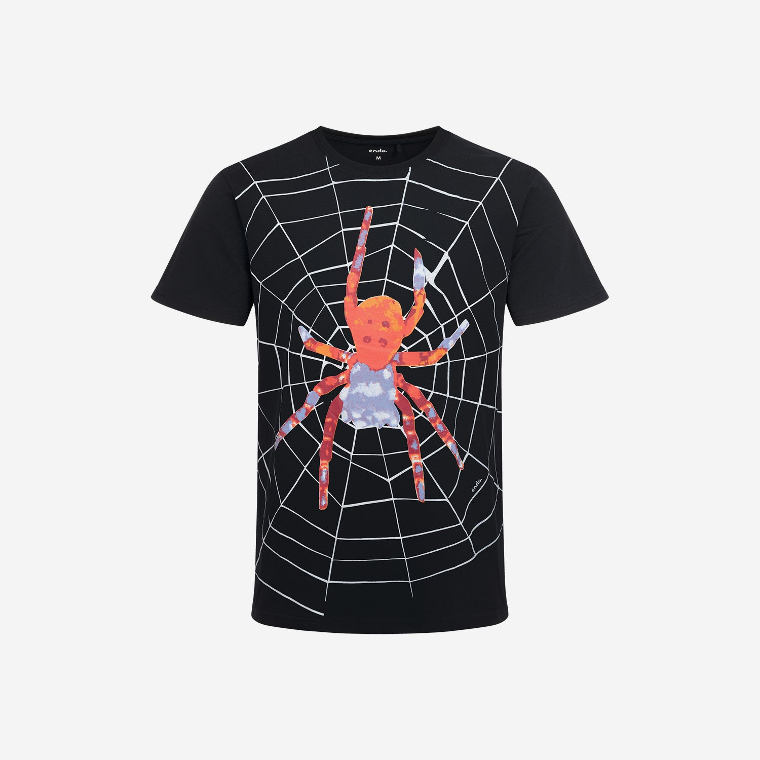 Męski t-shirt z krótkim rękawem, z pająkiem, czarny