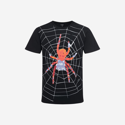 Męski t-shirt z krótkim rękawem, z pająkiem, czarny