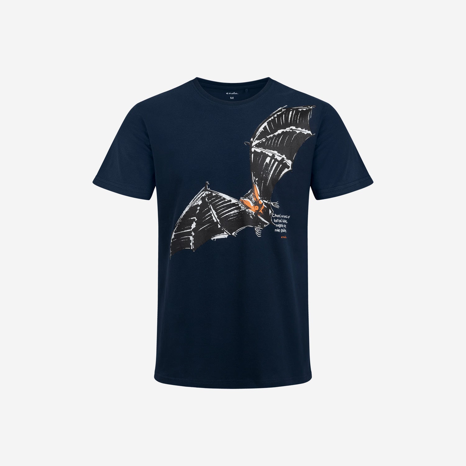 Męski t-shirt z krótkim rękawem, z nietoperzem, granatowy