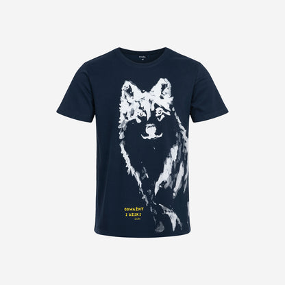 Men's short-sleeved wolf t-shirt, navy blue