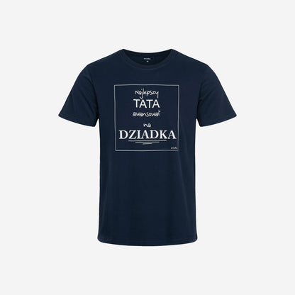 Men's short-sleeved t-shirt with the inscription "Best Dad Promoted to Grandpa", navy blue