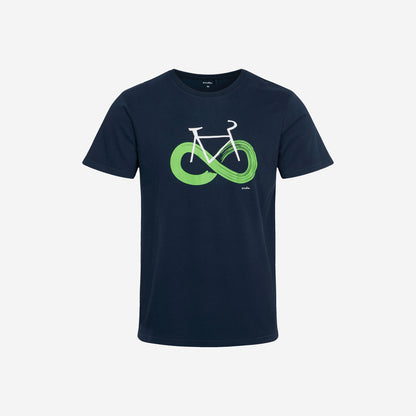 Męski t-shirt z krótkim rękawem, z motywem rowerowym, granatowy