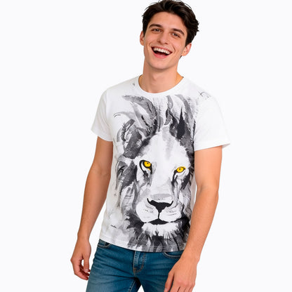 Men's short-sleeved lion t-shirt, gray