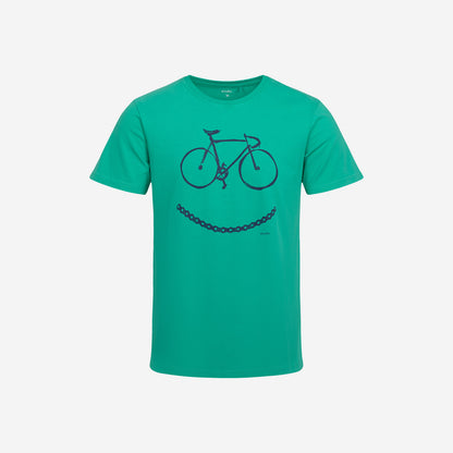 Men's short-sleeved cycling-themed t-shirt, green