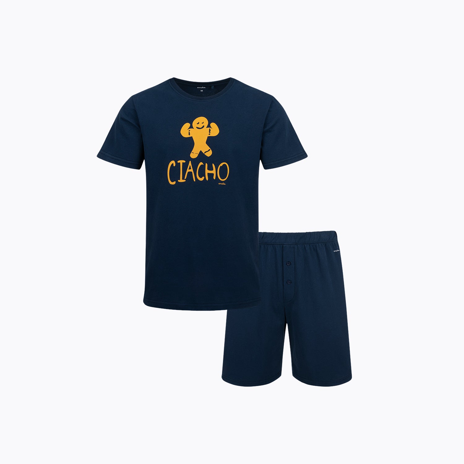 Męska piżama z krótkim rękawem, z napisem "CIACHO", granatowa