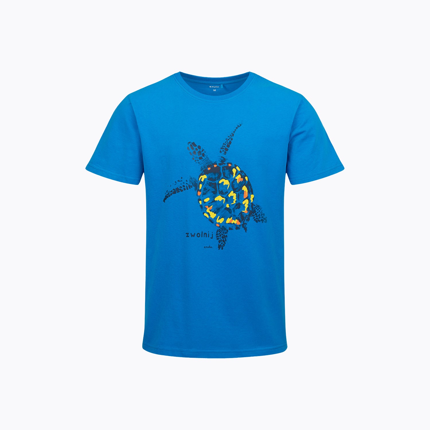 Męska piżama z krótkim rękawem, z żółwiem, niebieska