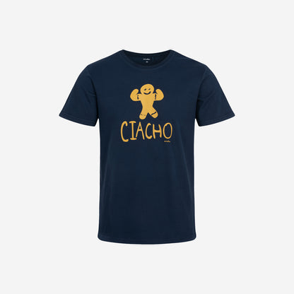 Men's short-sleeved pajamas with the inscription "CIACHO", navy blue