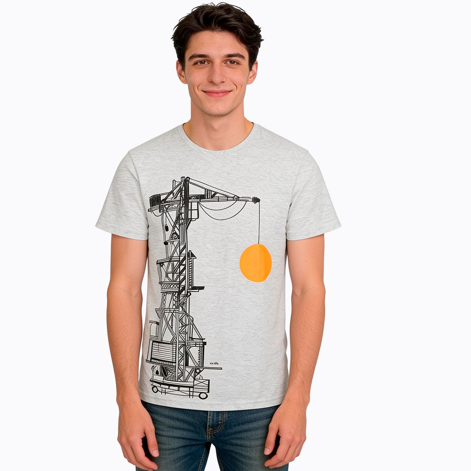 Męski T-shirt jasnoszary "żuraw portowy"