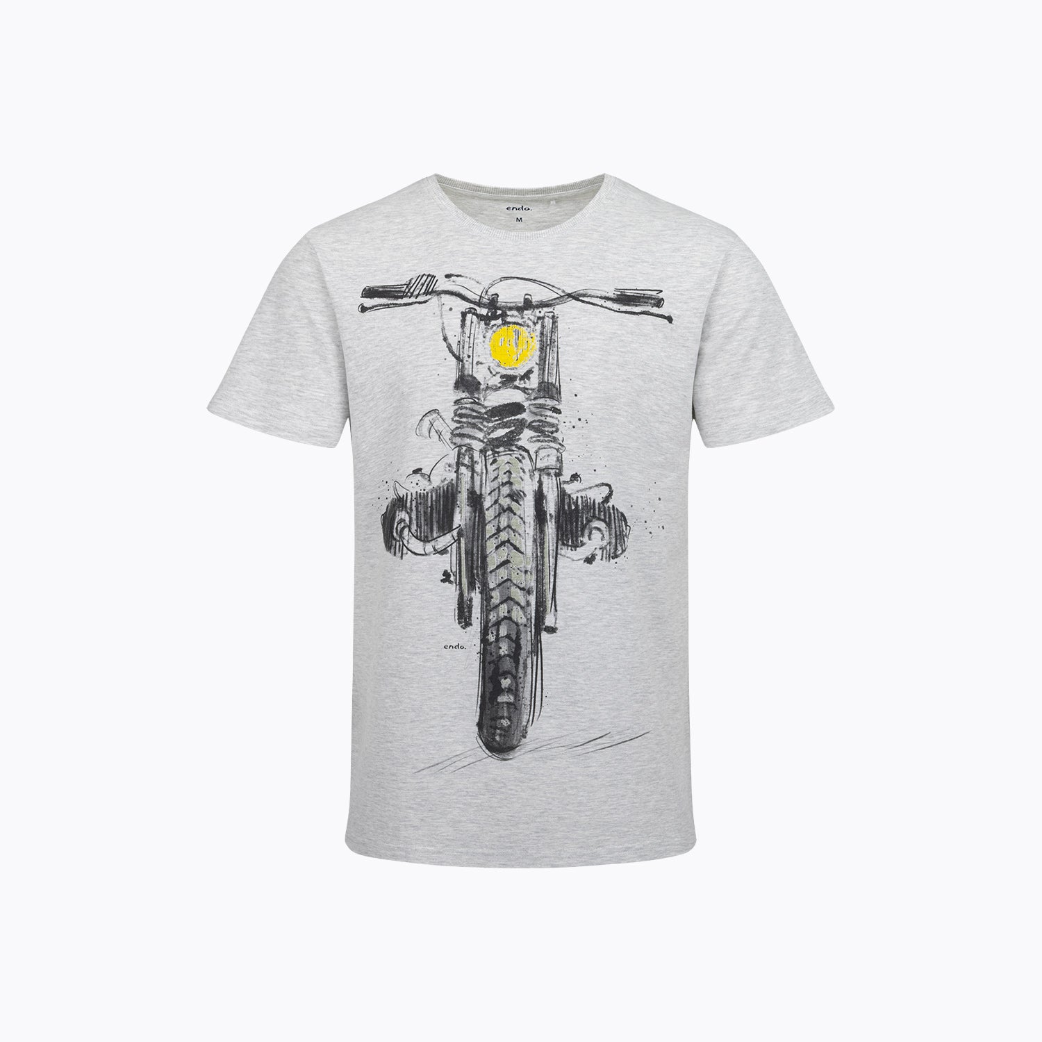 Męski t-shirt z krótkim rękawem, z motocyklem, szary
