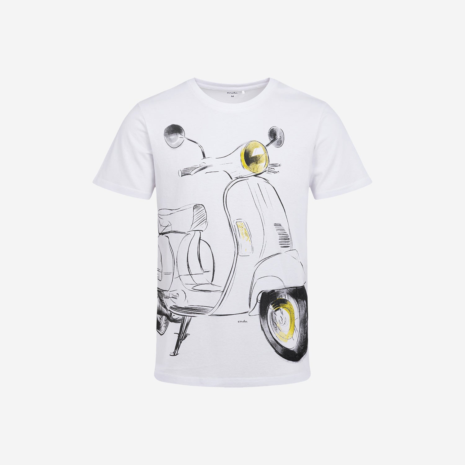 Męski t-shirt z krótkim rękawem, ze skuterem, biały